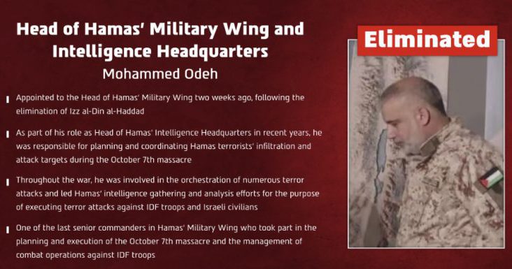 Hamas Military Chief Mohammed Odeh Eliminated As Israel Hunts October 7 Massacre Commanders